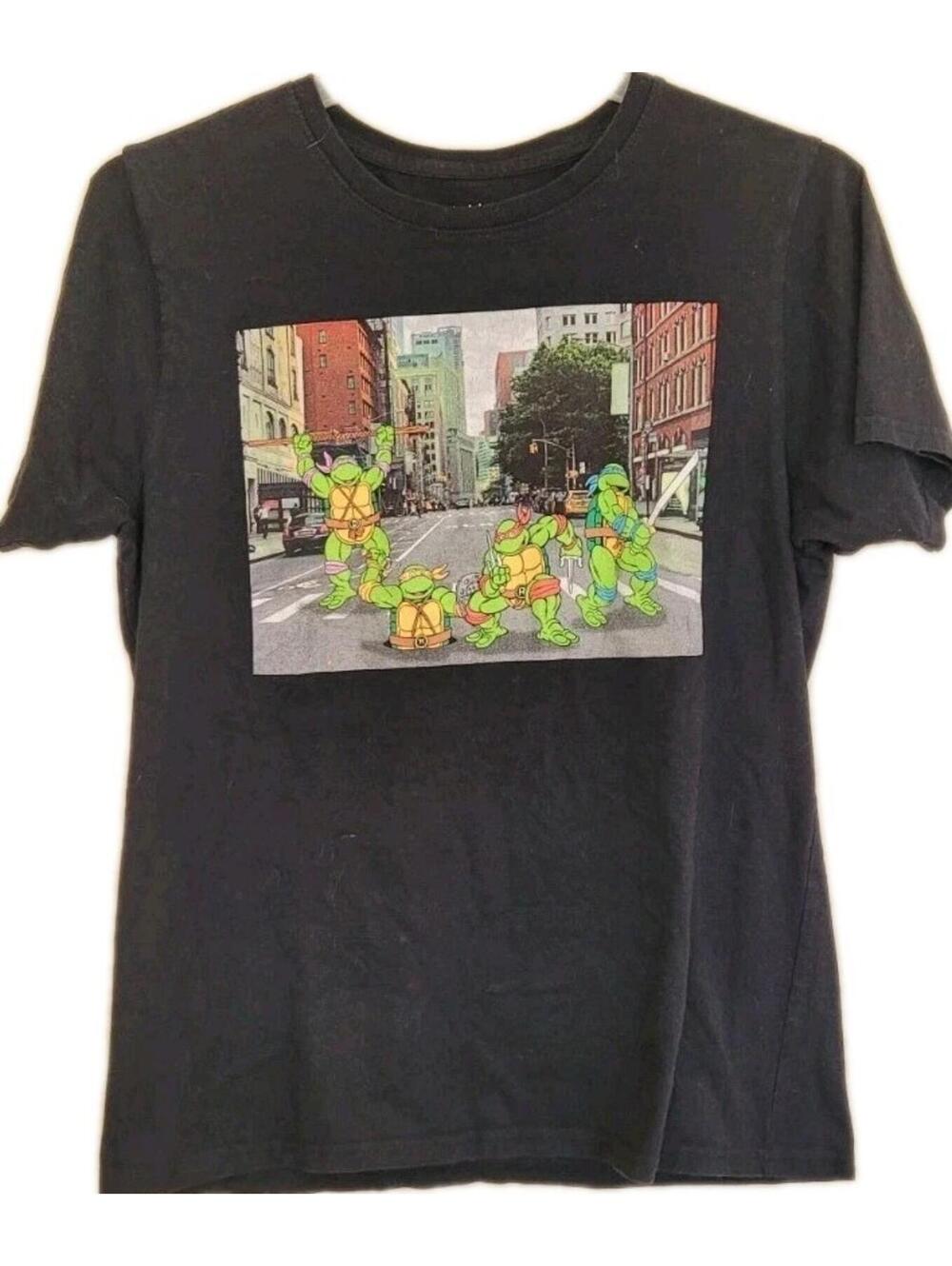 Nickelodeon Teenage Mutant Ninja Turtles Shirt Adult Large Black TMNT Retro Mens